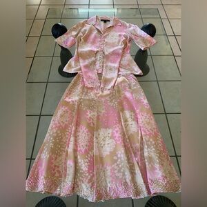 Lafayette 148 New York Floral Button up & Skirt Set